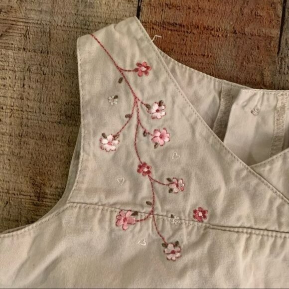 Carters baby girl tank dress in tan with embroidered flowers -6M - Picture 2 of 6